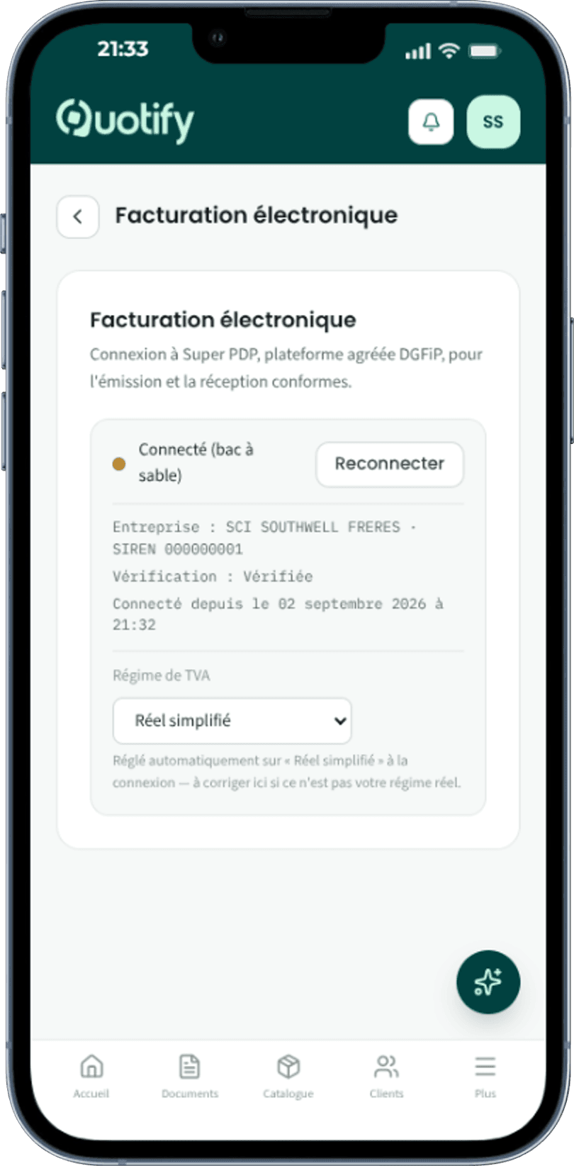 Connexion à la plateforme de facturation électronique